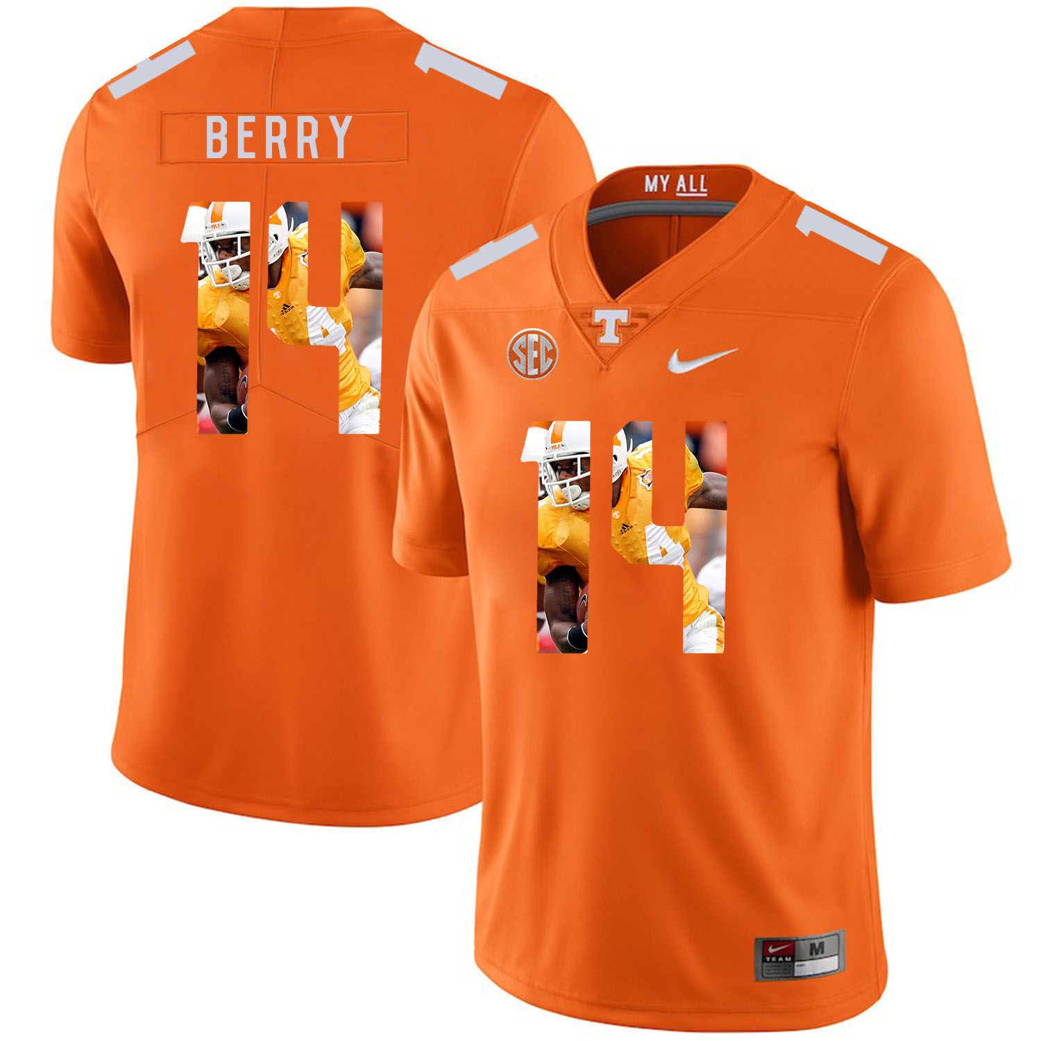 Men Tennessee Volunteers #14 Berry Orange Fashion Edition Customized NCAA Jerseys